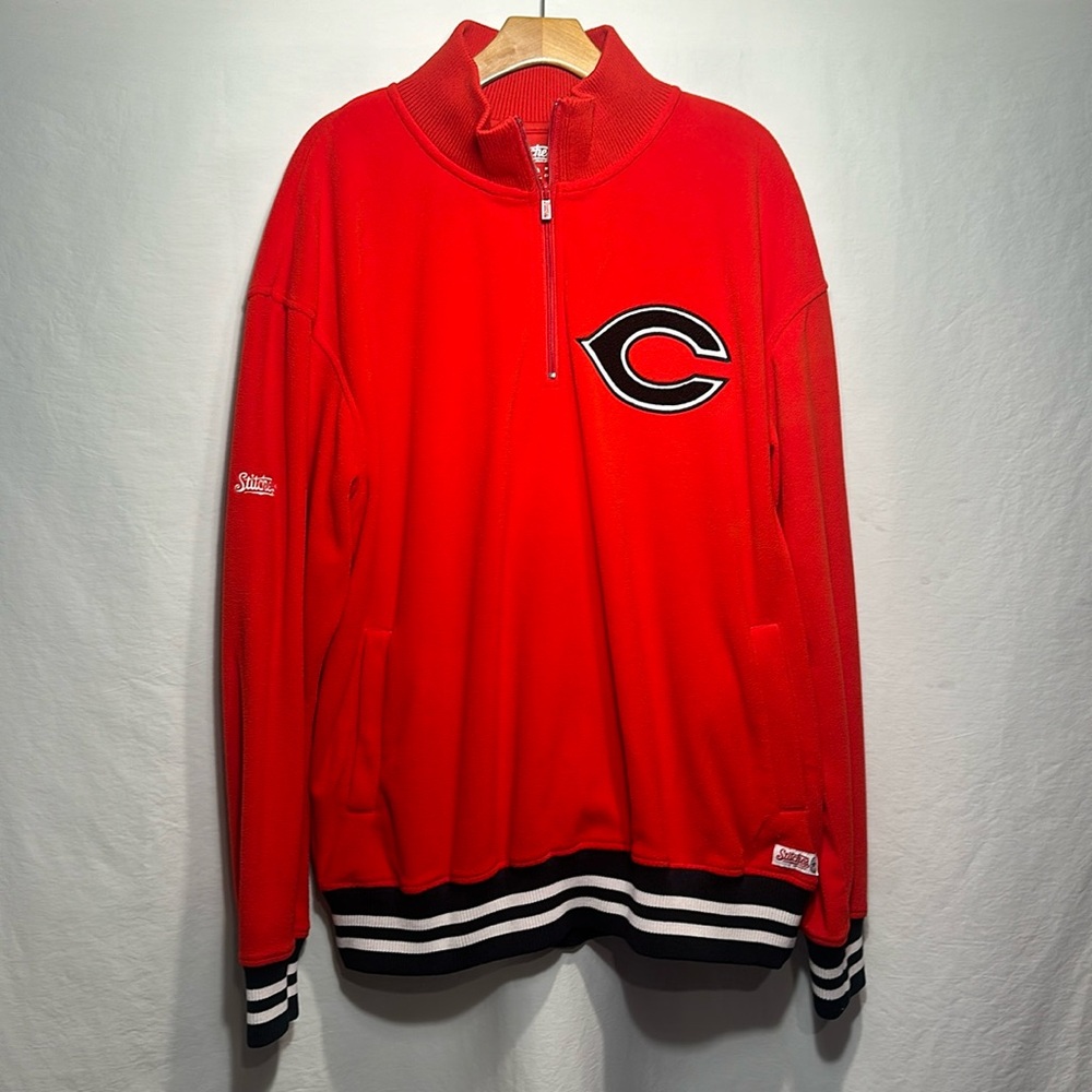 Stitches MLB Cincinnati Reds polyester long sleeve 1/4 zip pullover sweater XL.
